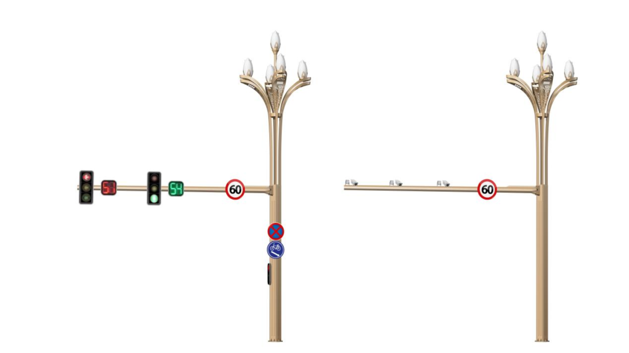 菲尼特智慧路燈交安共桿案例-玉蘭燈點亮互聯彭祖新城五湖四海路